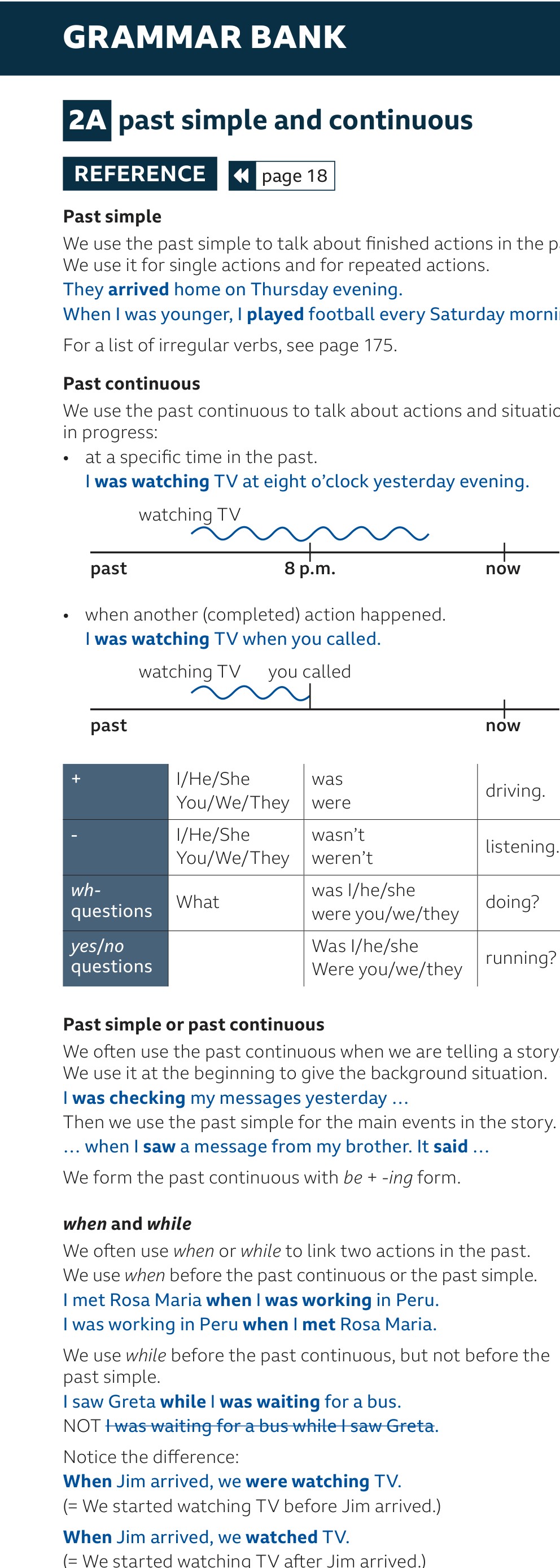 Grammar Bank - Past simple and continuous theory